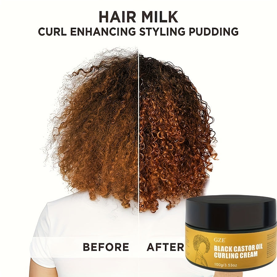100g Black Castor Oil Curling Cream, Natural Curl Defining Cream, To Define All Natural Curl Types & Hair Textures