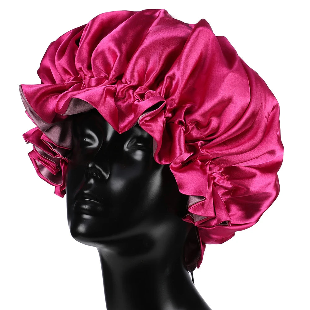 Bonnet‘s for Mam & Baby High-Quality Satin Bonnet Cap Double Layer Silky Big Bonnet for Lady Sleep Cap Head Wrap