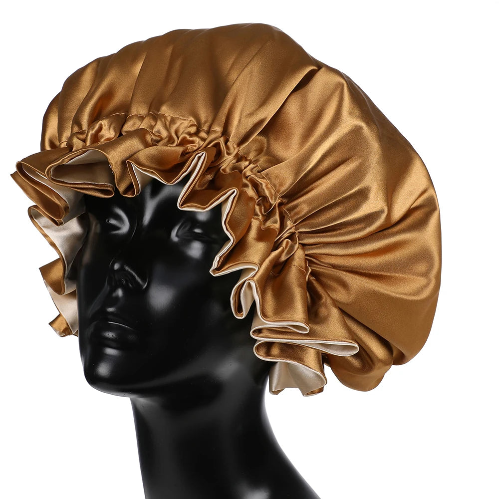 Bonnet‘s for Mam & Baby High-Quality Satin Bonnet Cap Double Layer Silky Big Bonnet for Lady Sleep Cap Head Wrap