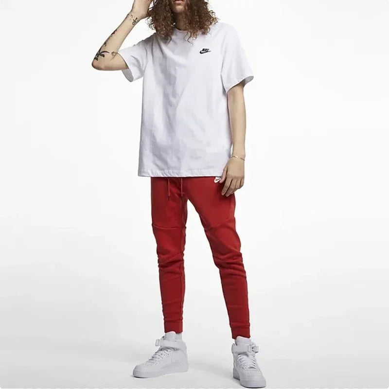 Original Nike Round Neck Short Sleeve T-shirt Men's Clothing Black and White and Blue AR4997-013