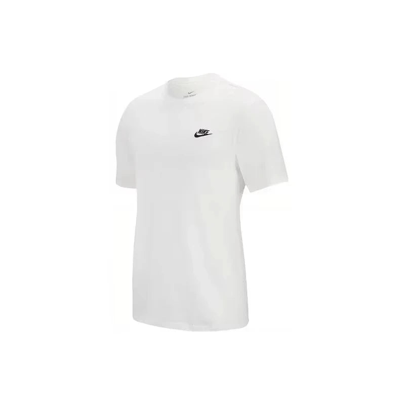 Original Nike Round Neck Short Sleeve T-shirt Men's Clothing Black and White and Blue AR4997-013