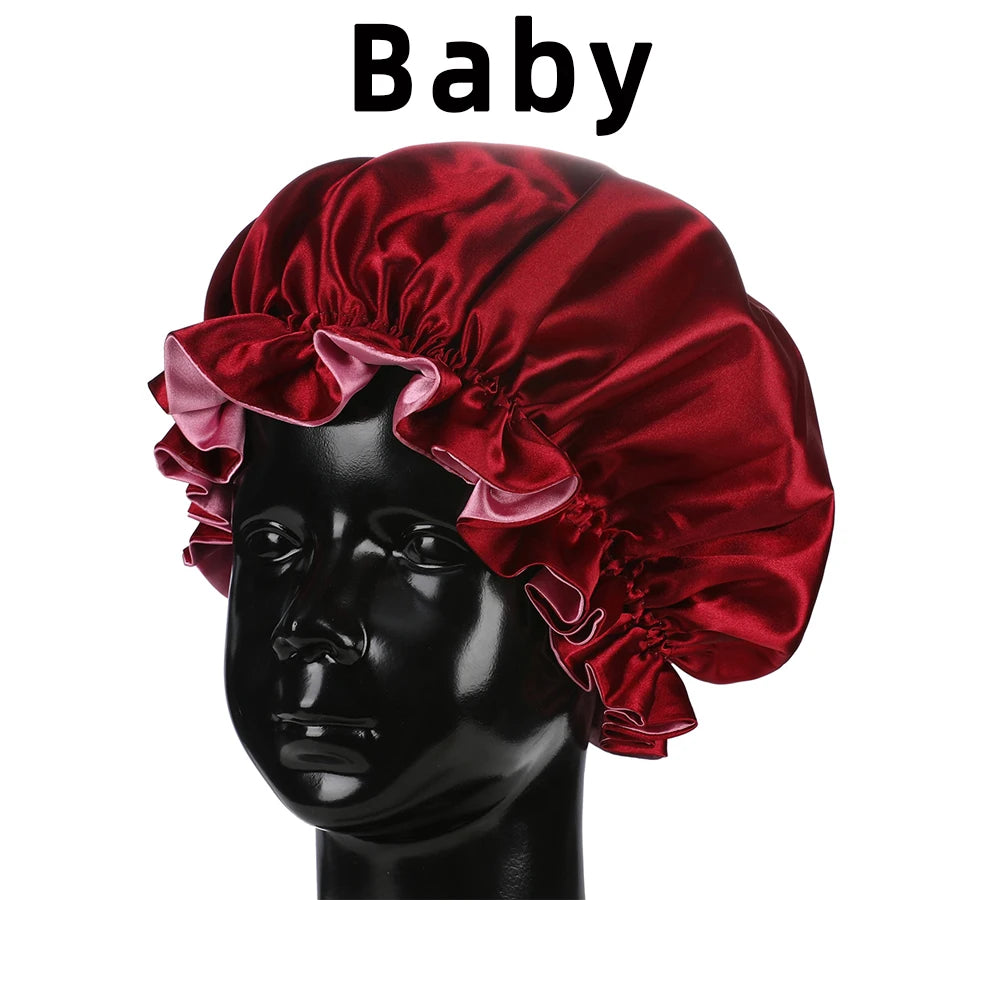 Bonnet‘s for Mam & Baby High-Quality Satin Bonnet Cap Double Layer Silky Big Bonnet for Lady Sleep Cap Head Wrap