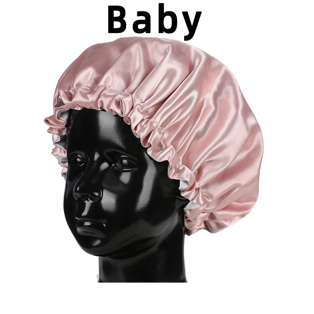 Bonnet‘s for Mam & Baby High-Quality Satin Bonnet Cap Double Layer Silky Big Bonnet for Lady Sleep Cap Head Wrap