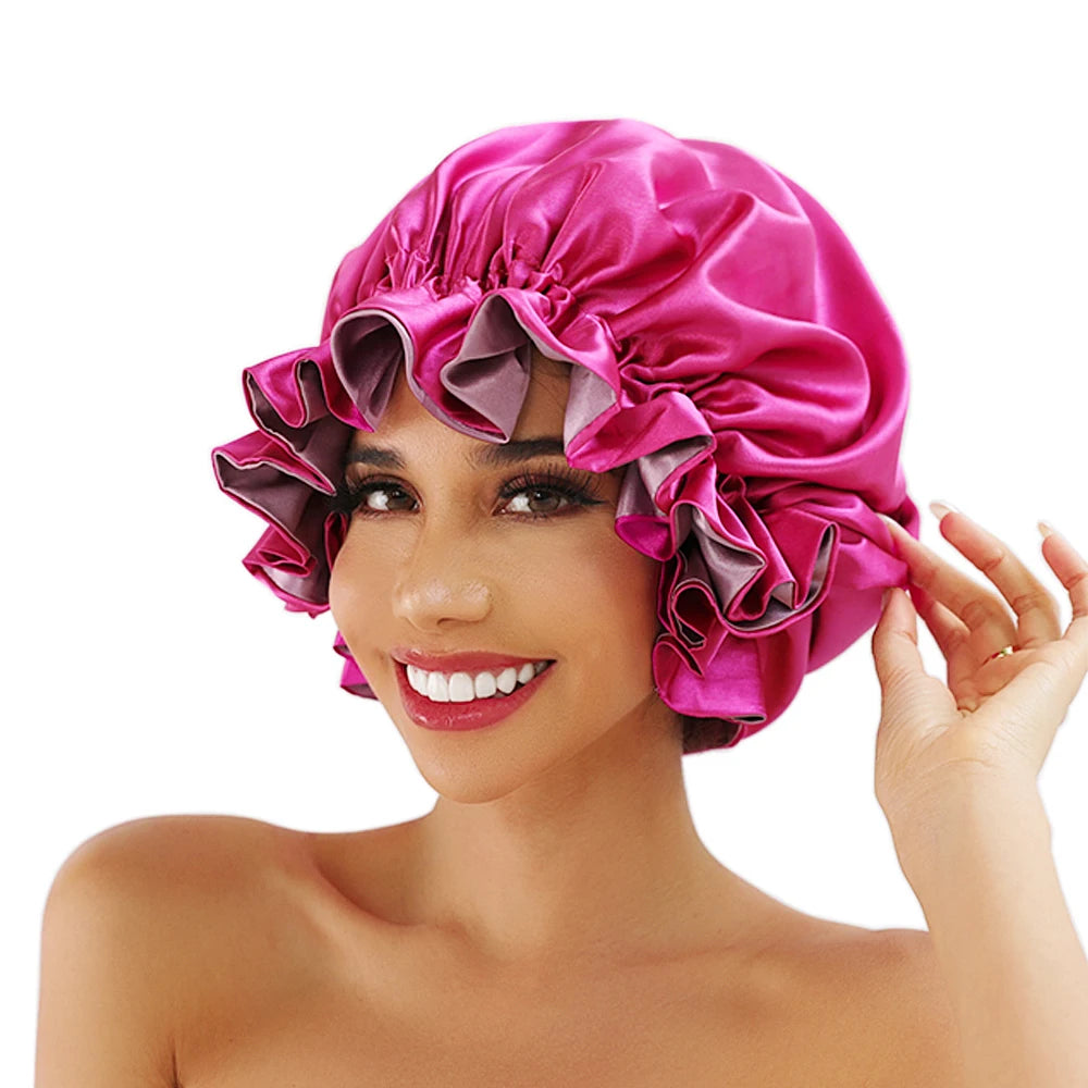 Bonnet‘s for Mam & Baby High-Quality Satin Bonnet Cap Double Layer Silky Big Bonnet for Lady Sleep Cap Head Wrap