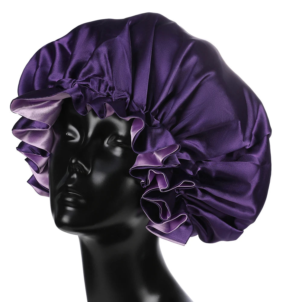 Bonnet‘s for Mam & Baby High-Quality Satin Bonnet Cap Double Layer Silky Big Bonnet for Lady Sleep Cap Head Wrap
