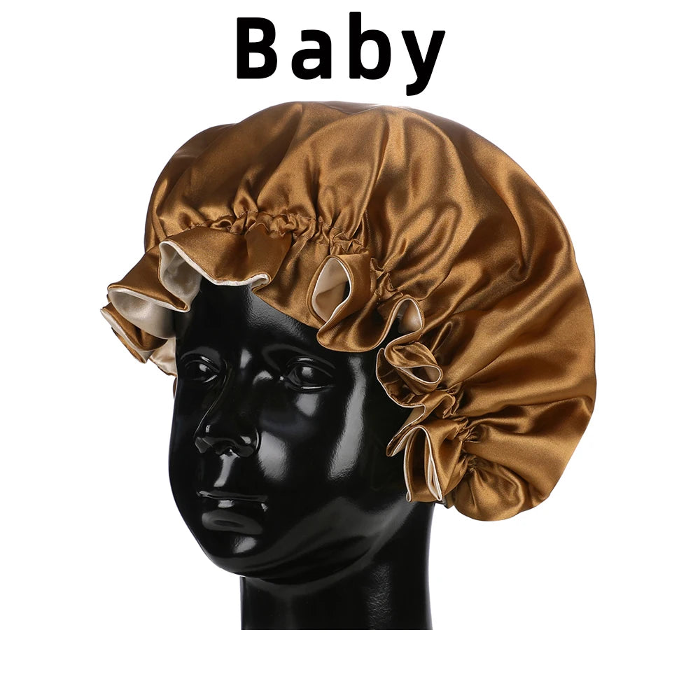 Bonnet‘s for Mam & Baby High-Quality Satin Bonnet Cap Double Layer Silky Big Bonnet for Lady Sleep Cap Head Wrap