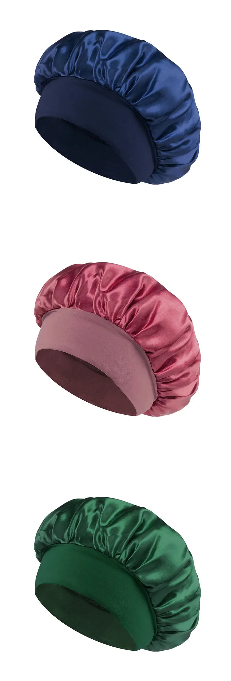 Unisex Head Wrap Elastic Band Cap for Brimmed Night Hat Bath Cap Extra Large Satin Silky Bonnet Sleep with Premium Elastic Band