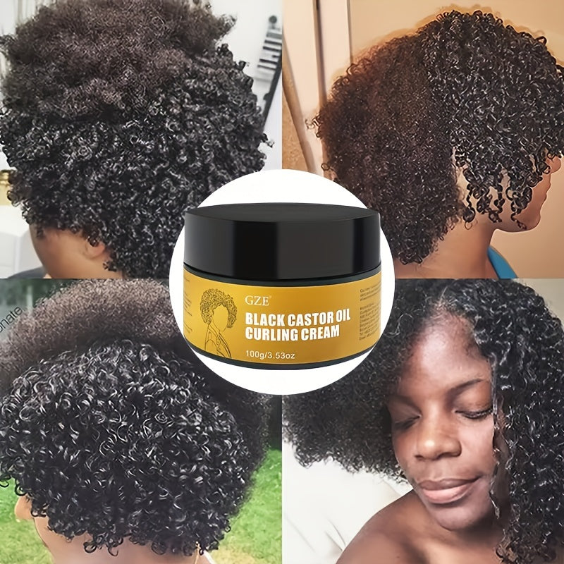 100g Black Castor Oil Curling Cream, Natural Curl Defining Cream, To Define All Natural Curl Types & Hair Textures