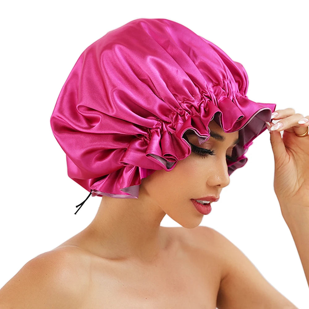 Bonnet‘s for Mam & Baby High-Quality Satin Bonnet Cap Double Layer Silky Big Bonnet for Lady Sleep Cap Head Wrap