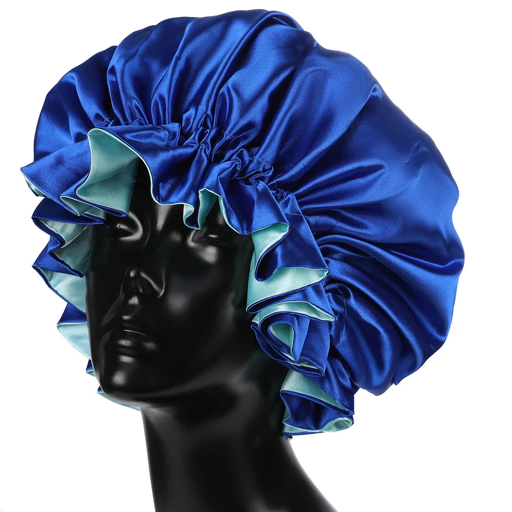 Bonnet‘s for Mam & Baby High-Quality Satin Bonnet Cap Double Layer Silky Big Bonnet for Lady Sleep Cap Head Wrap