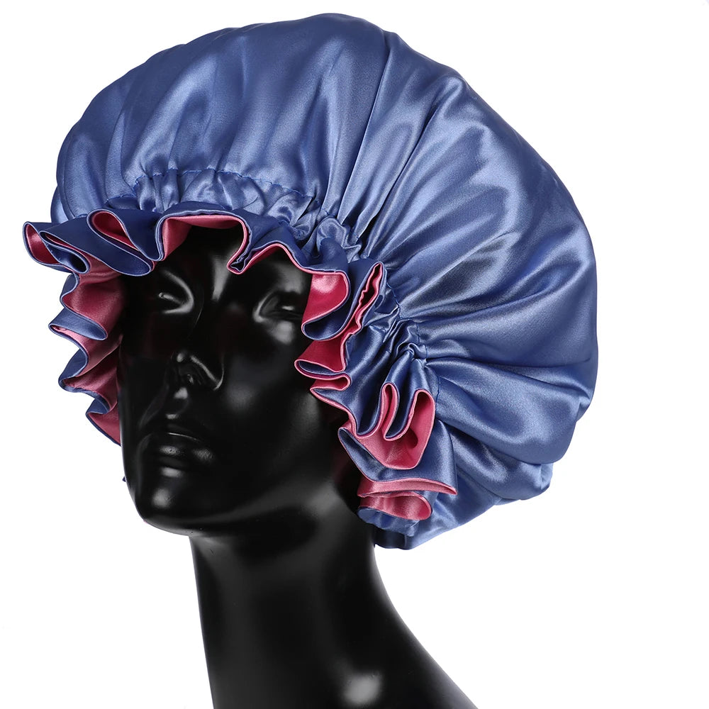 Bonnet‘s for Mam & Baby High-Quality Satin Bonnet Cap Double Layer Silky Big Bonnet for Lady Sleep Cap Head Wrap