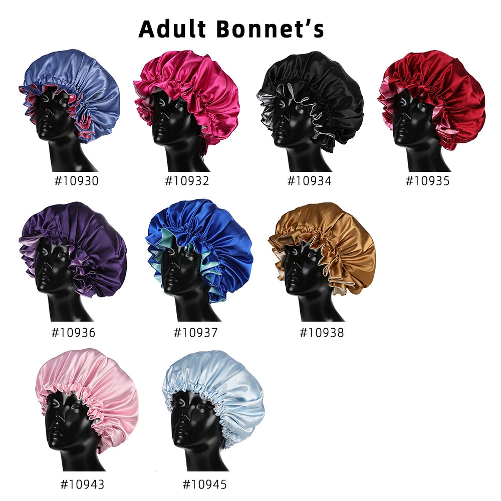 Bonnet‘s for Mam & Baby High-Quality Satin Bonnet Cap Double Layer Silky Big Bonnet for Lady Sleep Cap Head Wrap