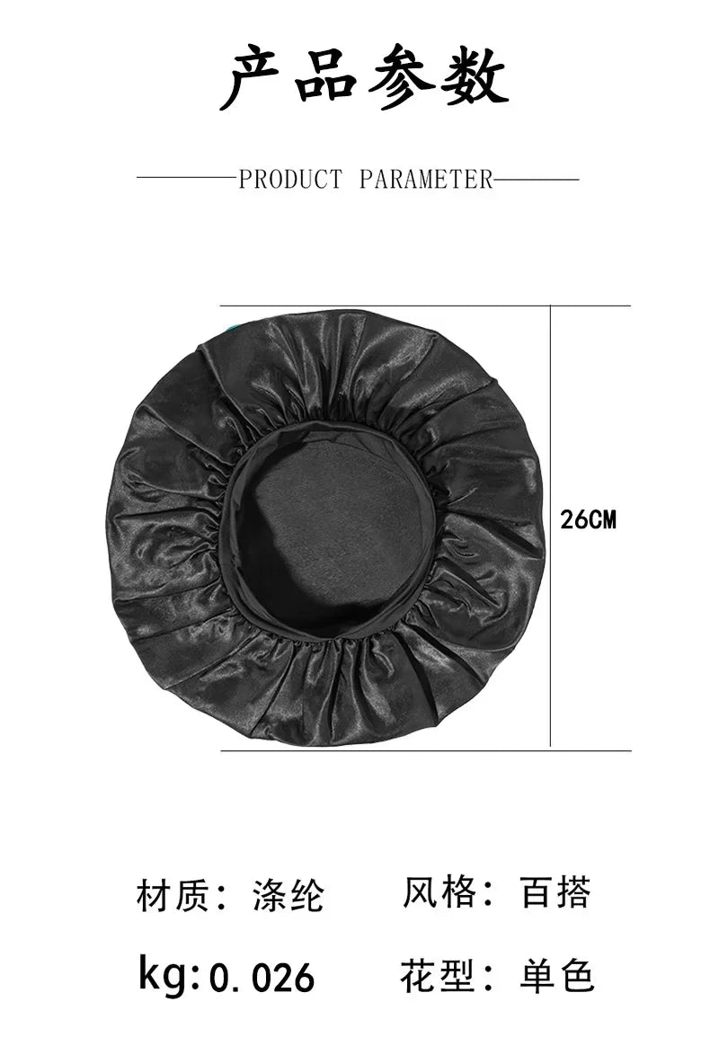 Unisex Head Wrap Elastic Band Cap for Brimmed Night Hat Bath Cap Extra Large Satin Silky Bonnet Sleep with Premium Elastic Band