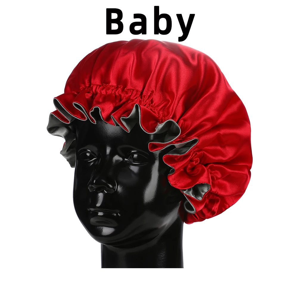 Bonnet‘s for Mam & Baby High-Quality Satin Bonnet Cap Double Layer Silky Big Bonnet for Lady Sleep Cap Head Wrap