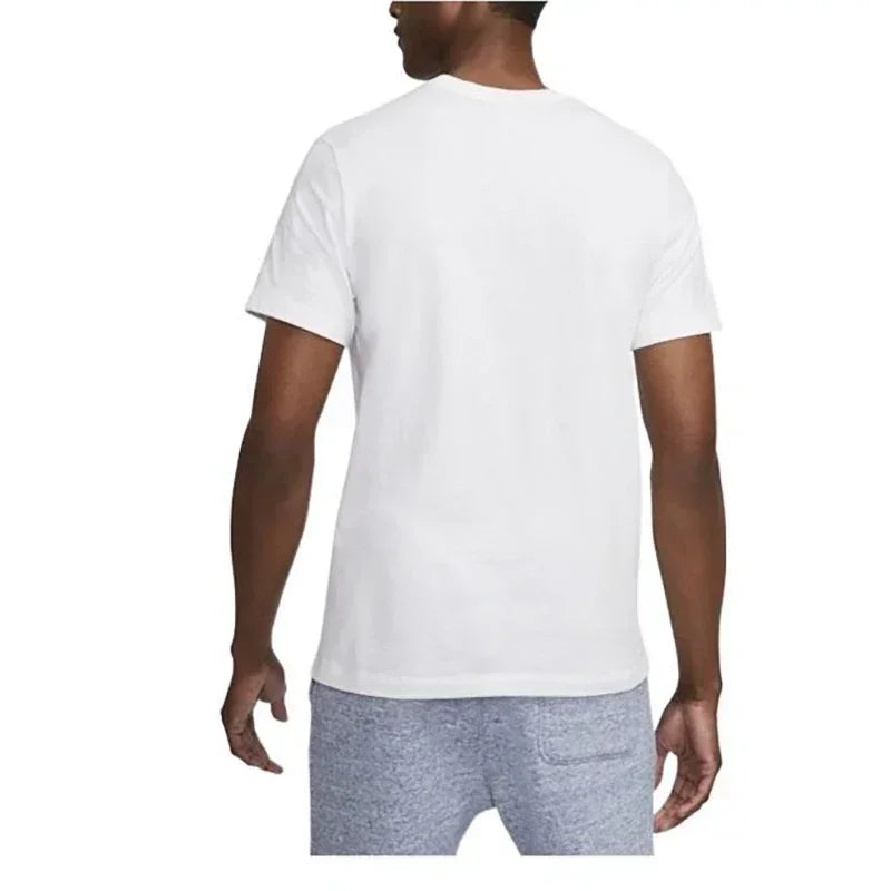 Original Nike  Round Neck Short Sleeve T-shirt Men's Clothing Black and White and Blue AR4997-013